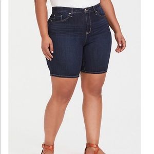 Torrid High Waisted Dark Wash Shorts